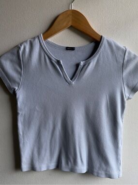 Brandy Melville V-Neck Top in Light Blue